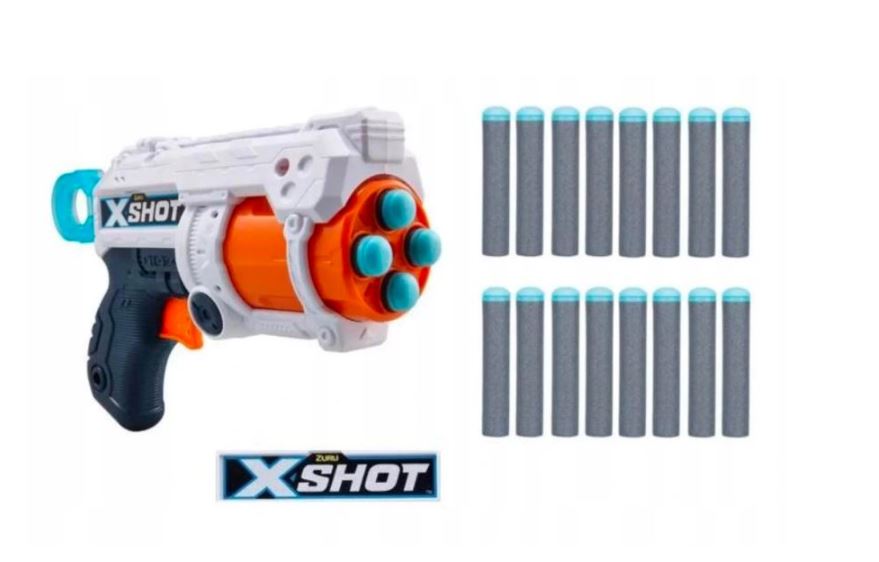 WYRZUTNIA PISTOLET ZURU X-SHOT + 16 STRZAŁEK 27 M