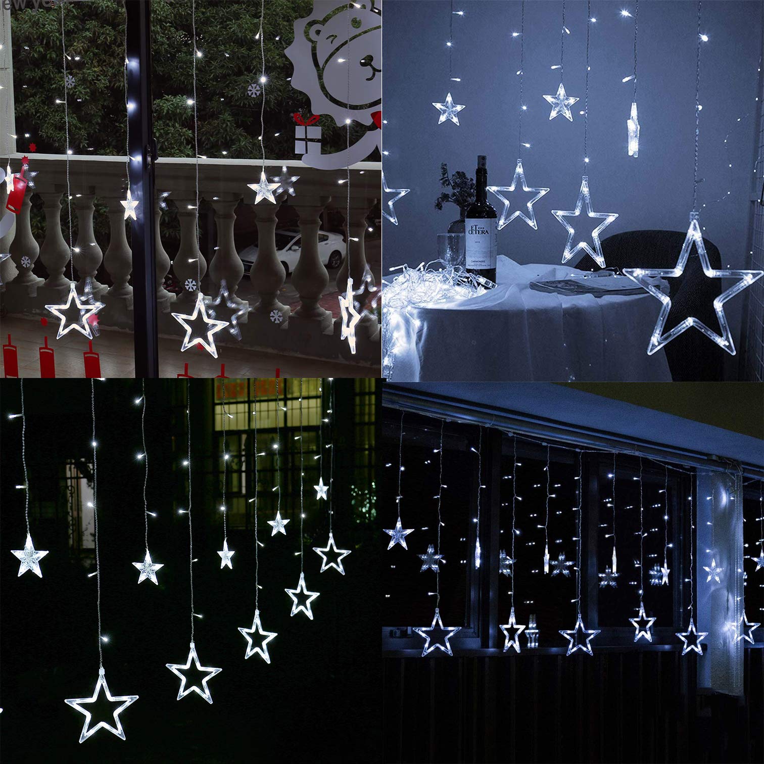 ISHABAO Lampki Gwiazdki Zaśłona Kurtyna Świąteczna Dekoracja 138 LED — miniatura 5