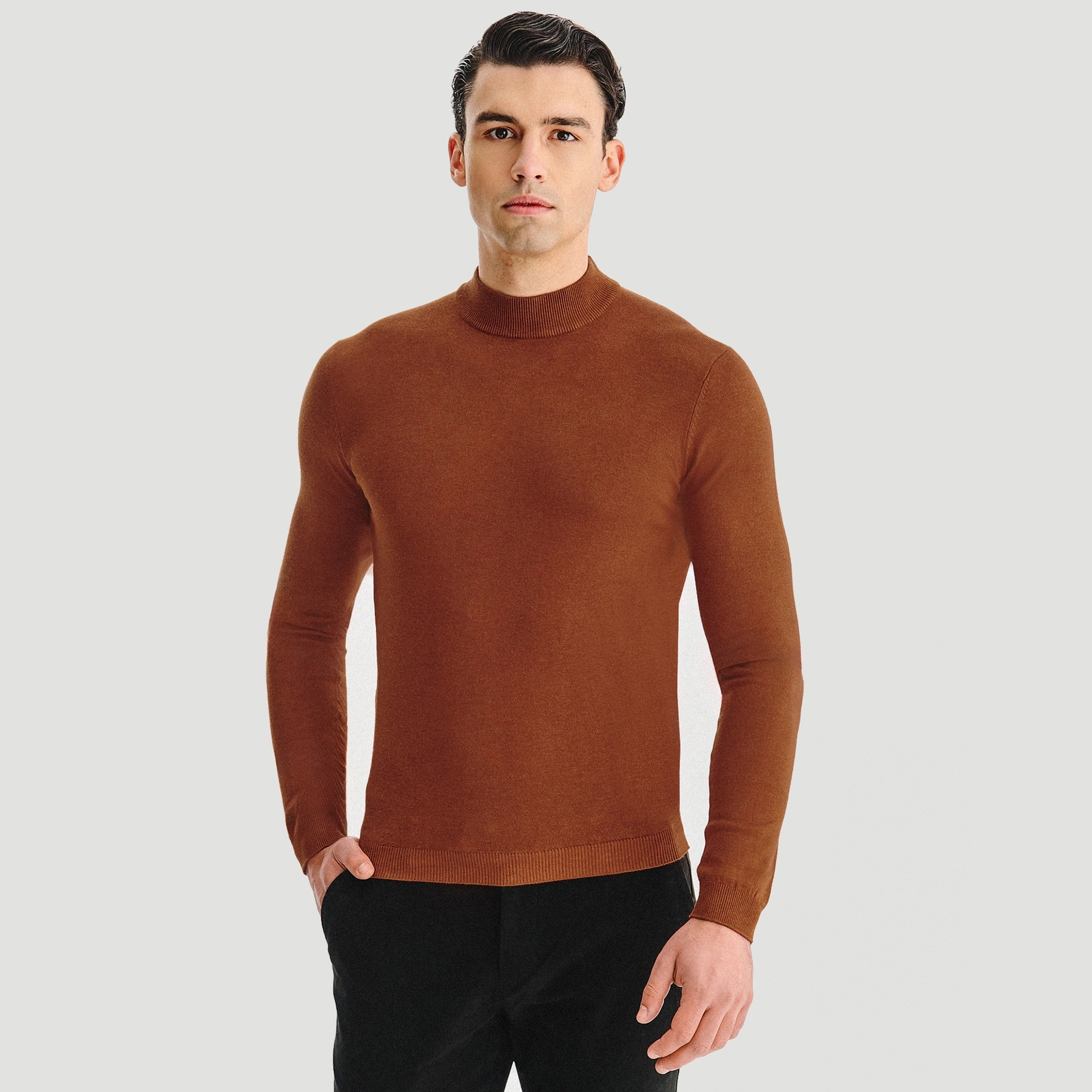 Hladký pánský pologolf v oranžové barvě Basic Pako Lorente vel L