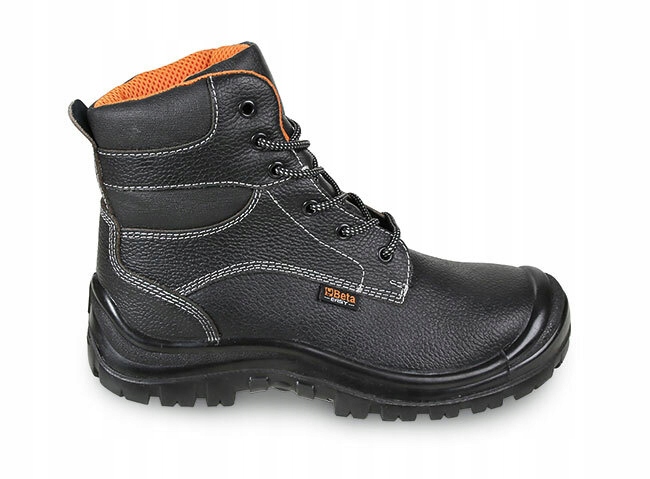 Trzewiki robocze S3 skórzane czarne wysokie podnosek stalowy wkładka antypr