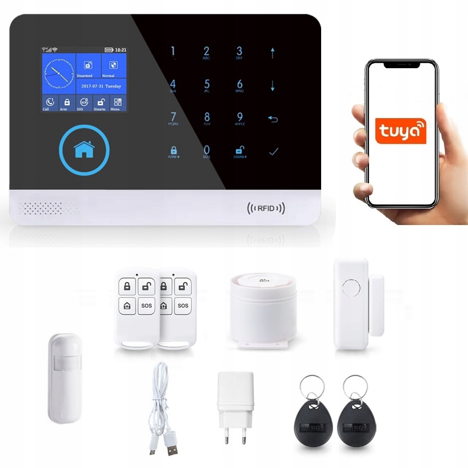 Bezdrôtový Alarm LCD 2.4" Gsm WiFi Tuya Smart V Poľštine