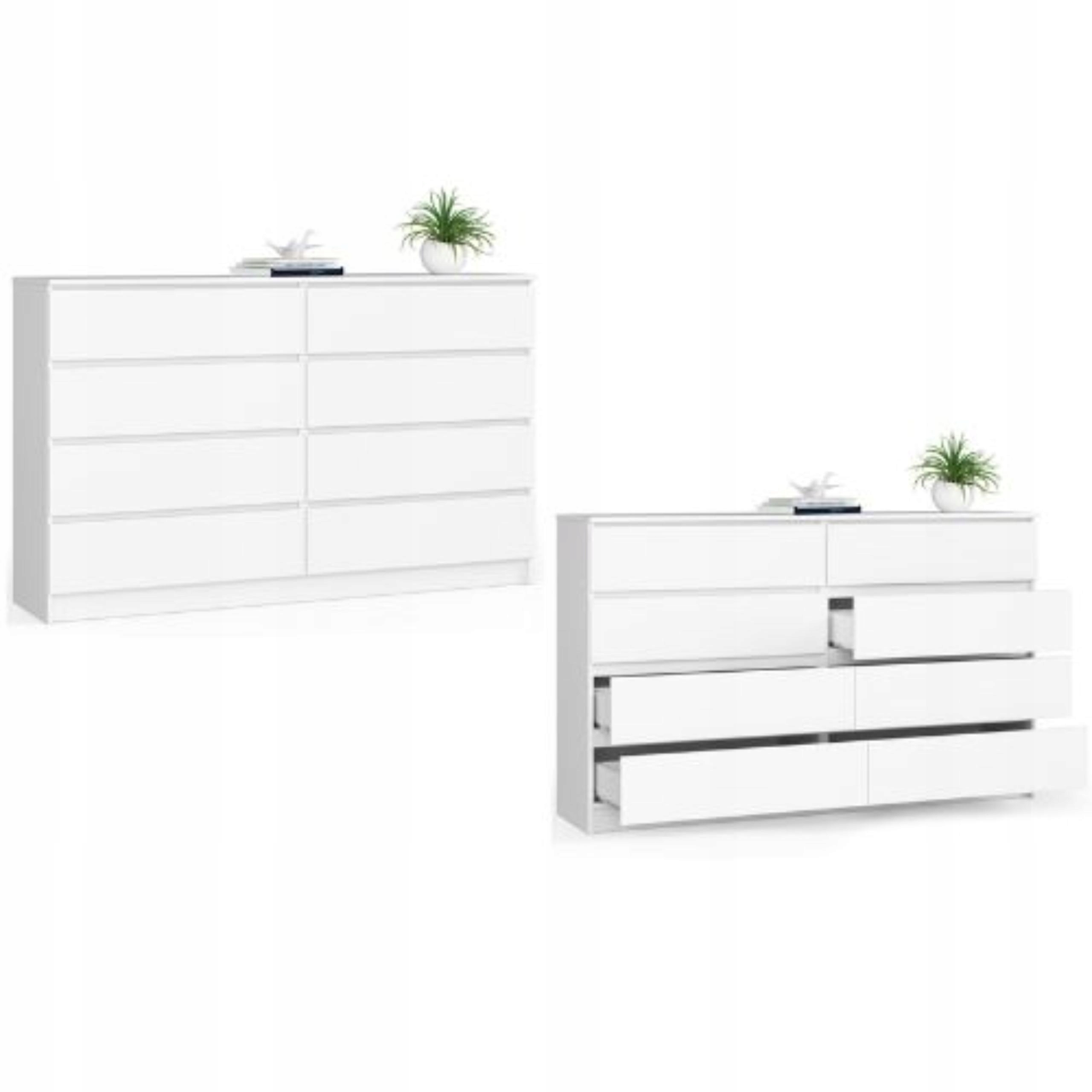 Komoda, skrinka K160 8 zásuviek, biela Akd