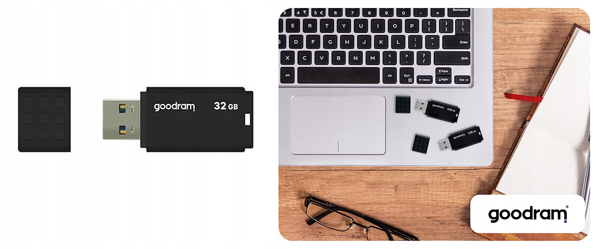 Pendrive GOODRAM UME3 32GB USB 3.2 czarny Maksymalna prędkość zapisu 20 MB/s