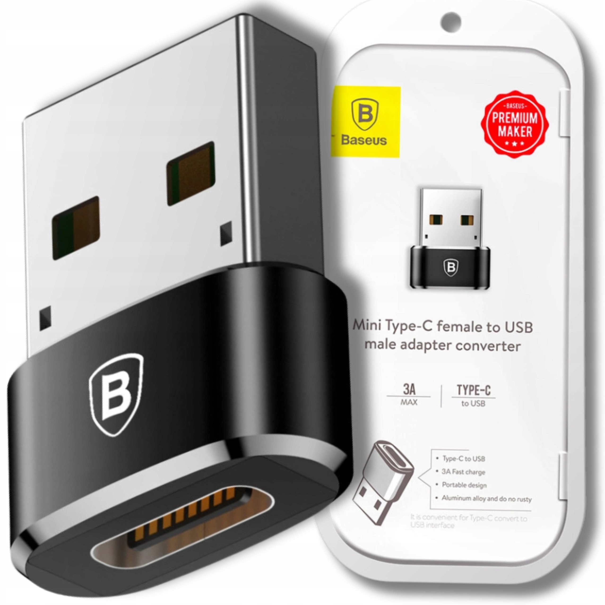 Baseus Adapter Przejściówka Usb C Na Usb Konwerter Do Komputera Ładowarki