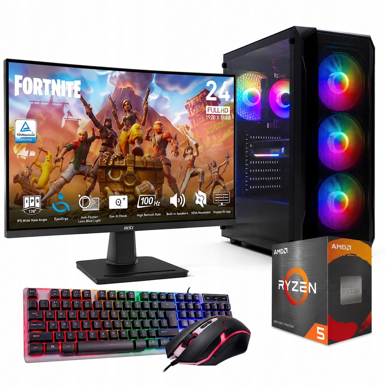 Herná Súprava Ryzen 5 5500 Rx 580 8 Gb 32 Gb 1 Tb Ssd WIN11 Monitor 24"
