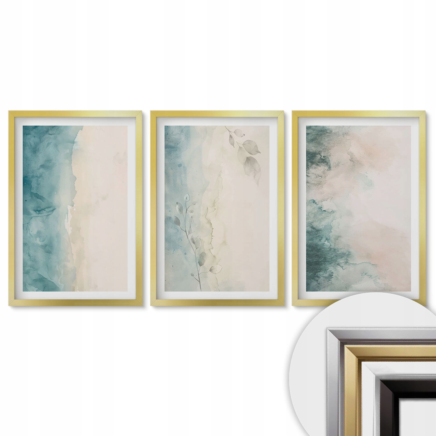 Obrazy do predsiene v zlatom ráme 40x60 cm Akvarely plátno minimalizmus