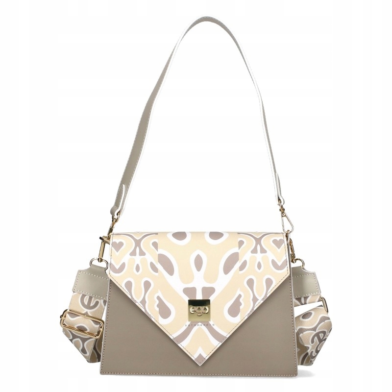 Ego Dámská kabelka Kufřík přes rameno s klopou, béžová, přírodní kůže, logo