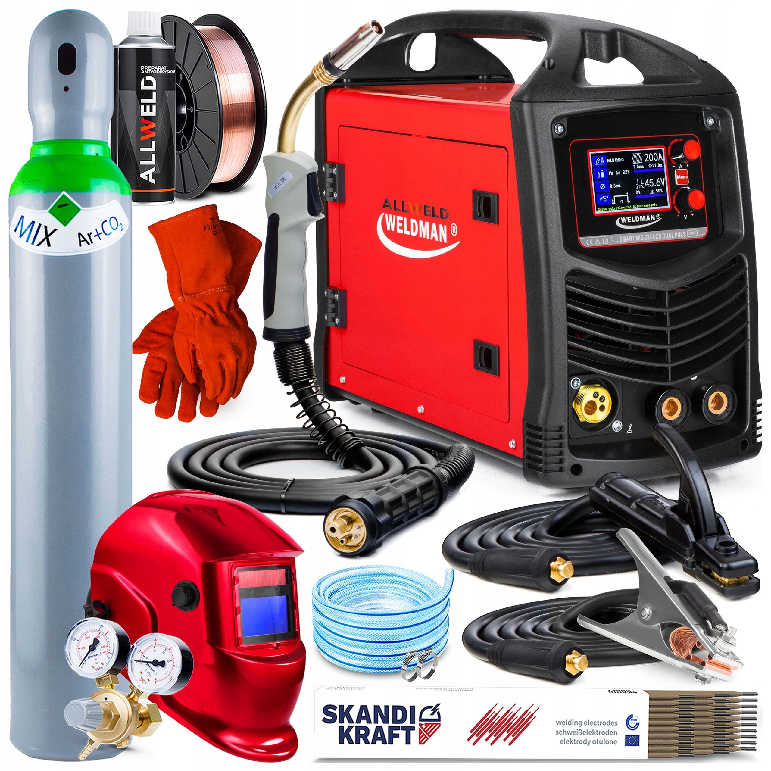 Poloautomatický Svařovací Stroj Weldman Smart Mig 235 LCD Dual Puls Igbt 200A 230V