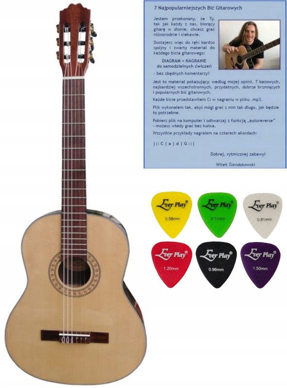 Walnut 3/4 Gitara Klasyczna Ever Play Kurs i Kostki