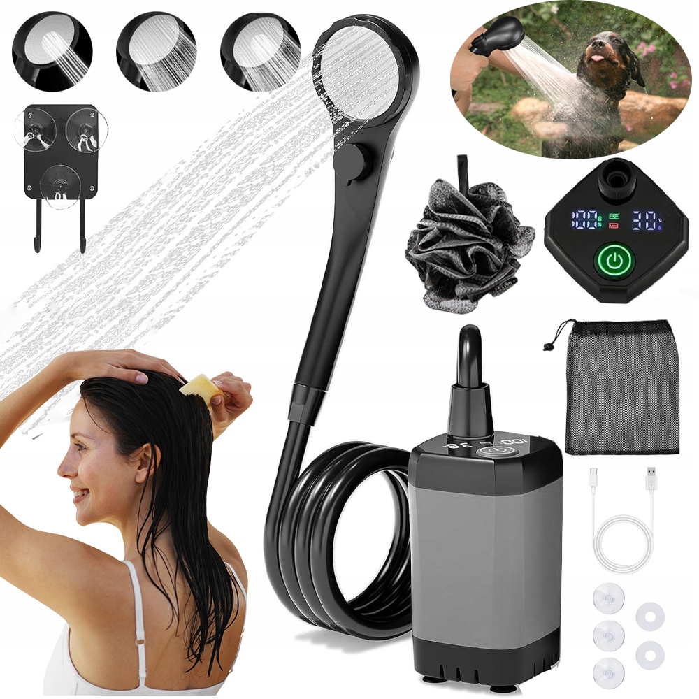 Kempingová Turistická Sprcha Usb Elektrická Pumpa Akumulátor 6000 Mah