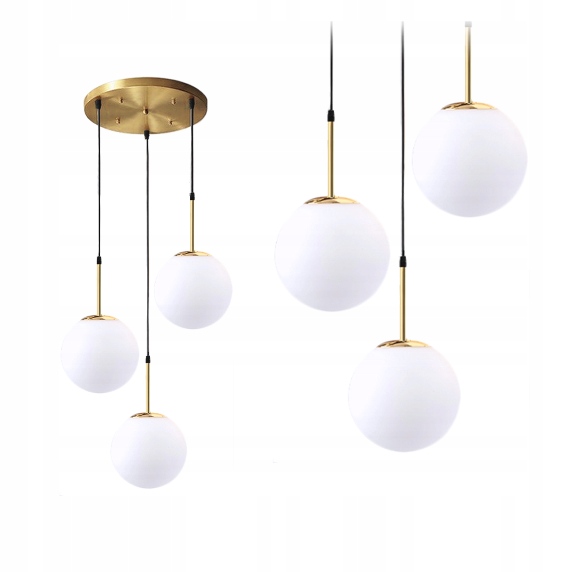 

Lampa Wisząca Kule Szklana Mleczna Złota Biała E27