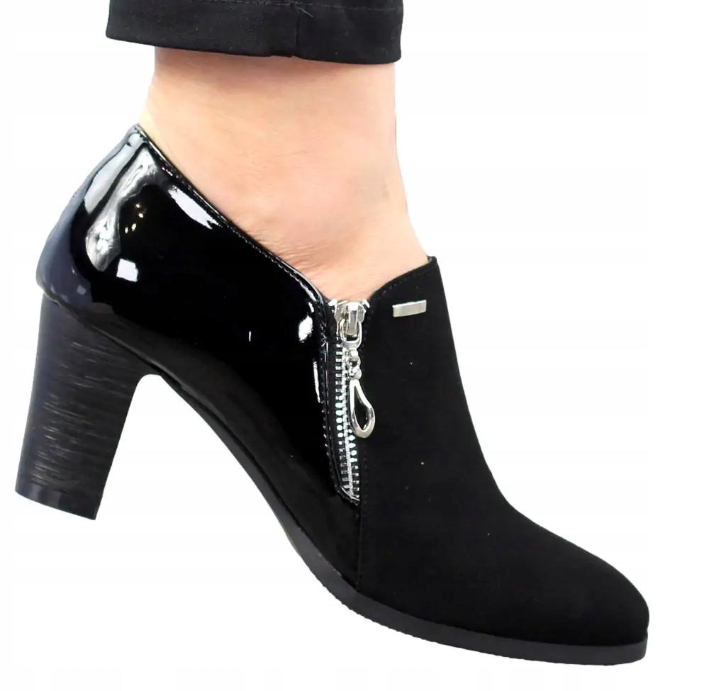 CZARNE ELEGANCKIE CZÓŁENKA PÓŁBUTY DAMSKIE SŁUPEK