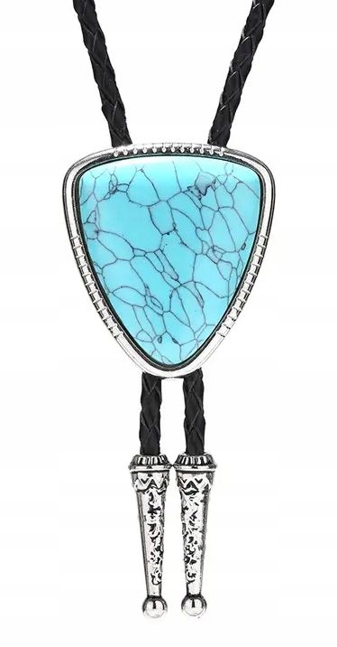 Bolo kravata westernová s Turkusem, pletenina, přírodní kůže