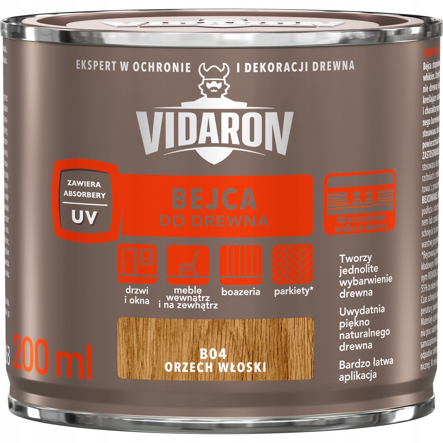 

Bejca do drewna Vidaron B04 Orzech Włoski 0,2L