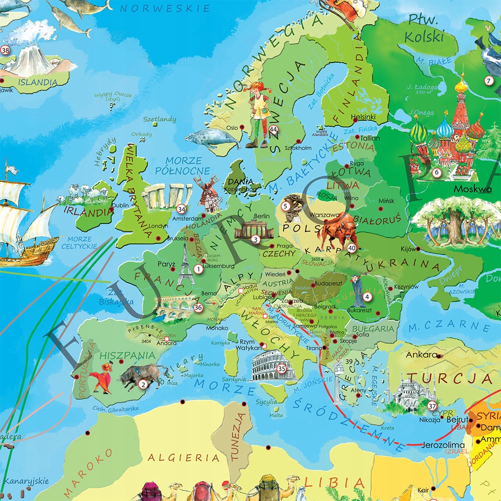 Mapa dla dzieci ścienna + informacje Świat Młodego Odkrywcy 100x70 ArtGlob Nośnik książka papierowa