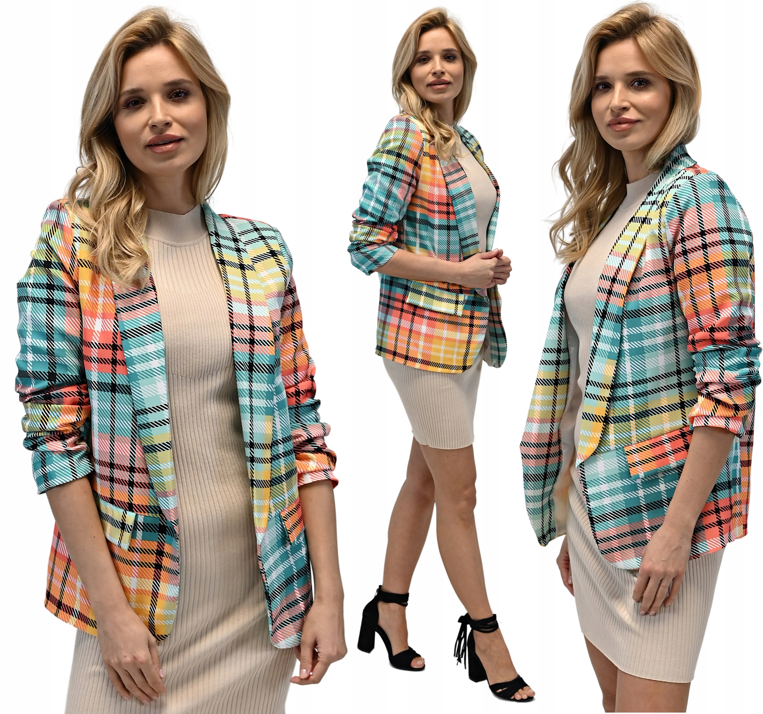 Damska MARYNARKA z drapowanymi rękawami - XL/42 Marka Alur