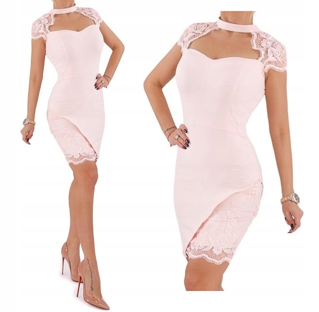 Pudrová Tužková Šaty S Gipiurou svatební hostina S