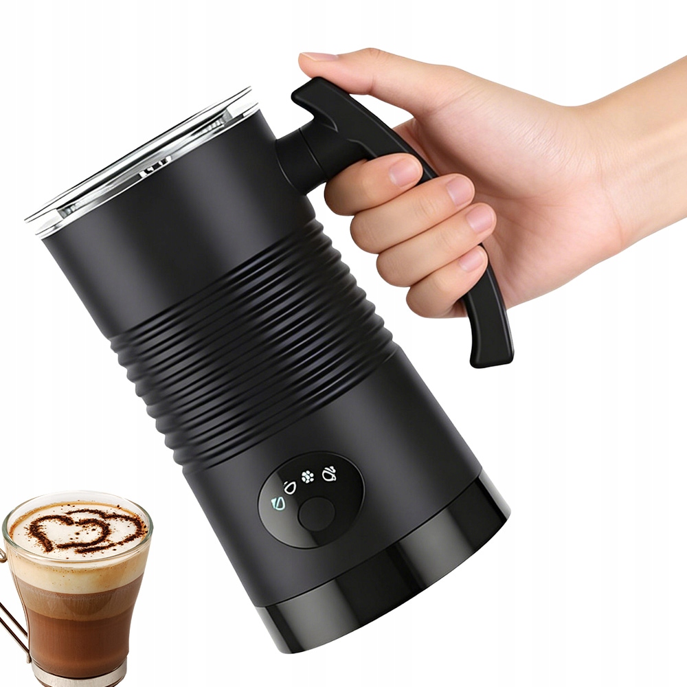 Mléčný Napěňovač Nerezová Ocel 4V1 400W Automatický Černý Eu Zástrčka