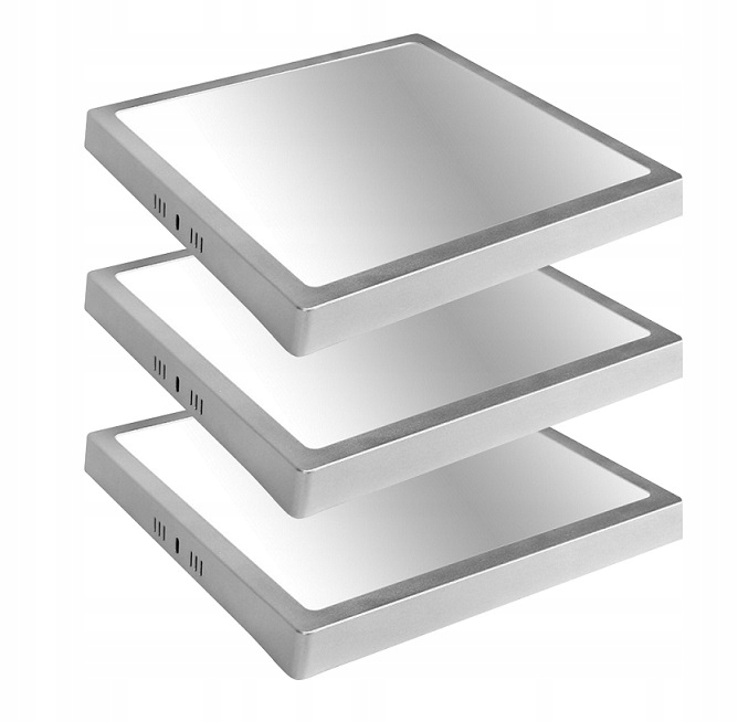 

3x Panel Plafon Led Natynkowy 24W Kwadrat Srebrny