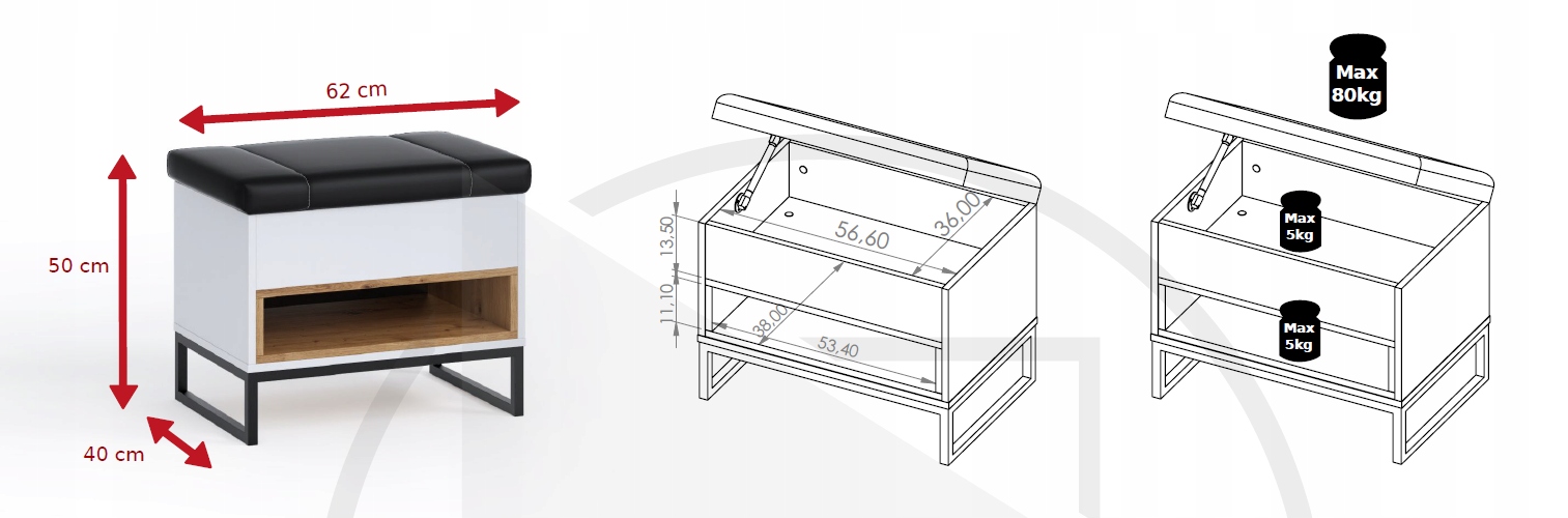 Nowoczesny kufer Oliwer dąb artisan OV-3 Kolor mebla dąb artisan
