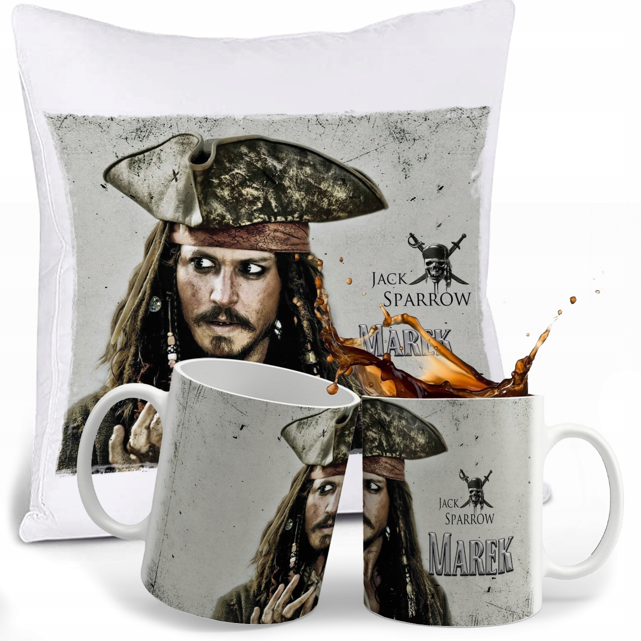 

Zestaw Piraci Z Karaibów Kubek Poduszka Imie