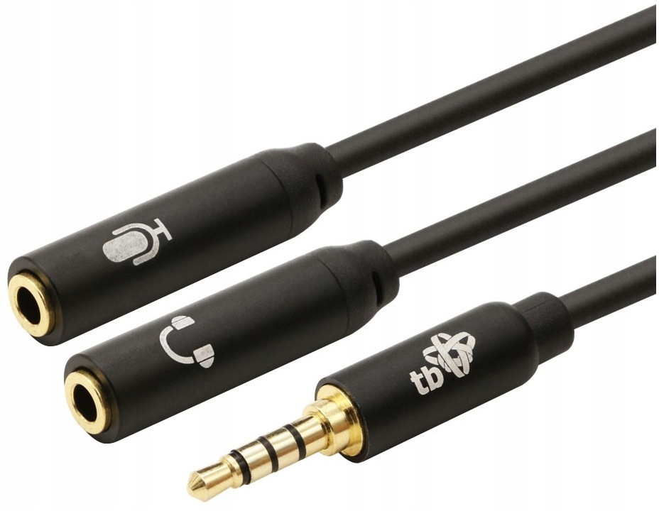 adapter audio 1x jack 4p 2x jack 0,15m 3p