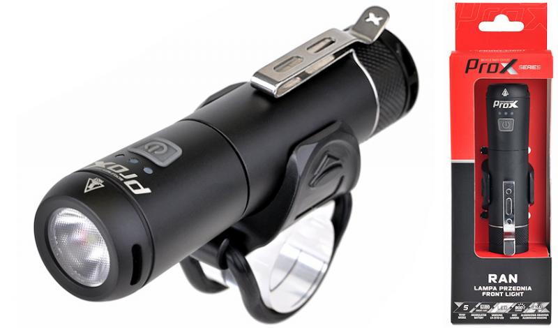 Mocna Lampa Przednia Prox Ran 900Lm 2600mAh Usb-c 5 Trybów Magnes Latarka
