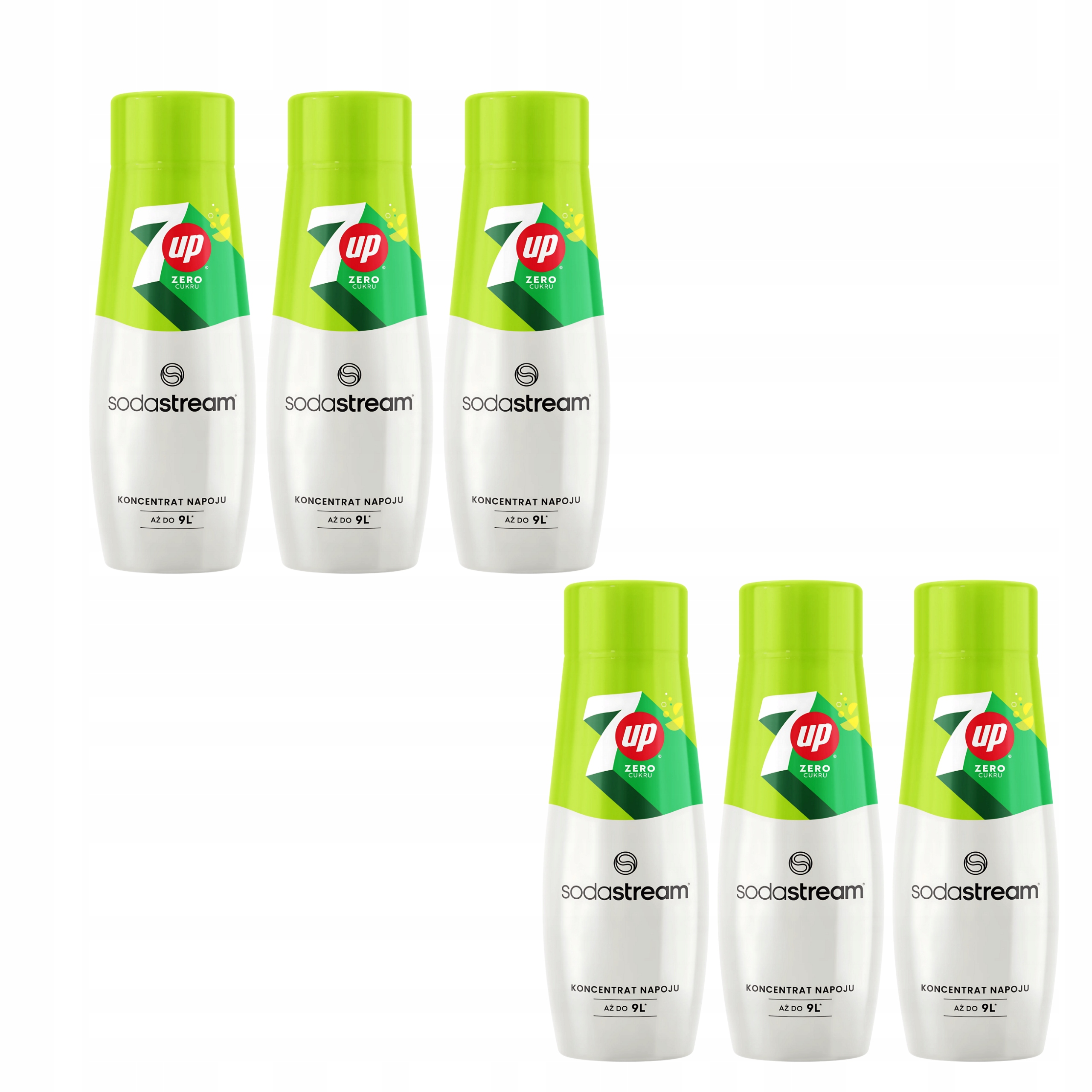 6 x Sodastream sirup koncentrát 7Up Free, 440 ml.