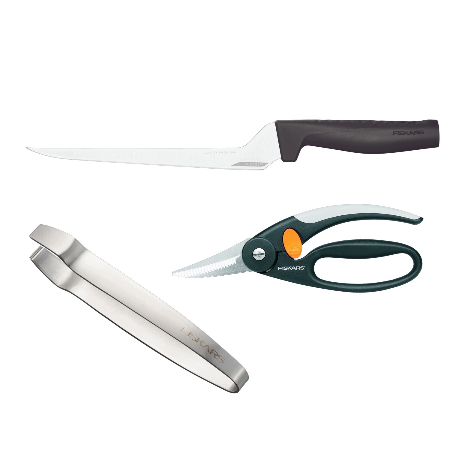 Fiskars Sada na ryby Nôž na filetovanie Nožnice oceľová pinzeta na kosti