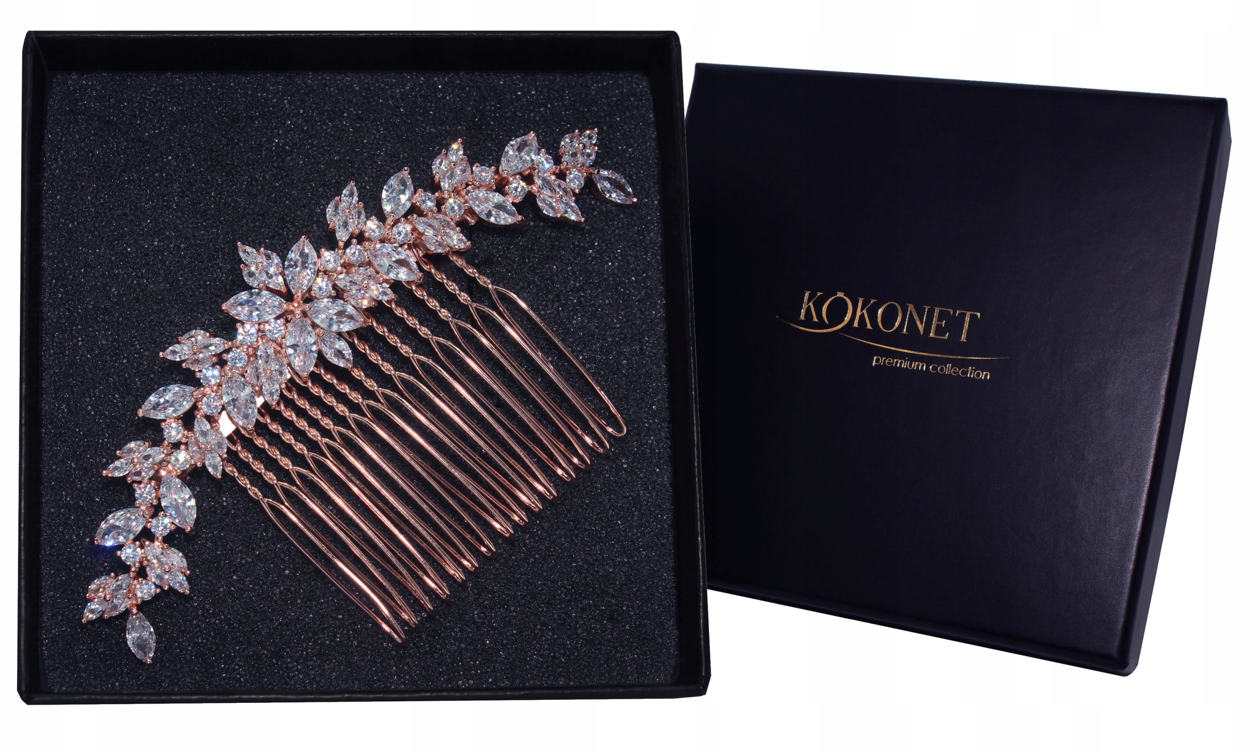 Svatební hřeben rose gold Swarovski elegantní glam