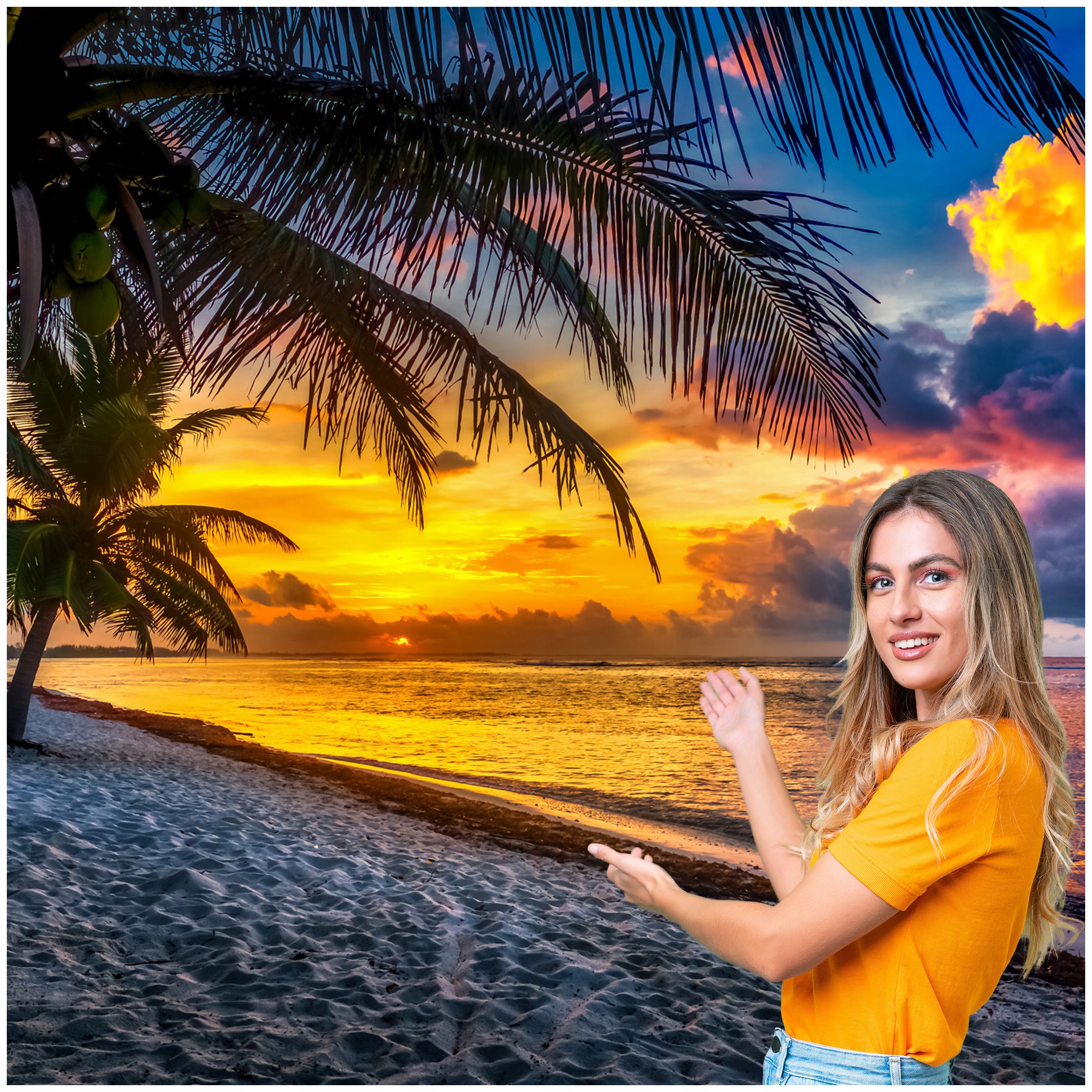 Fototapeta Obývací Pokoj Ložnice Pláž Moře Slunce Palmy 490x280 PMSP07F