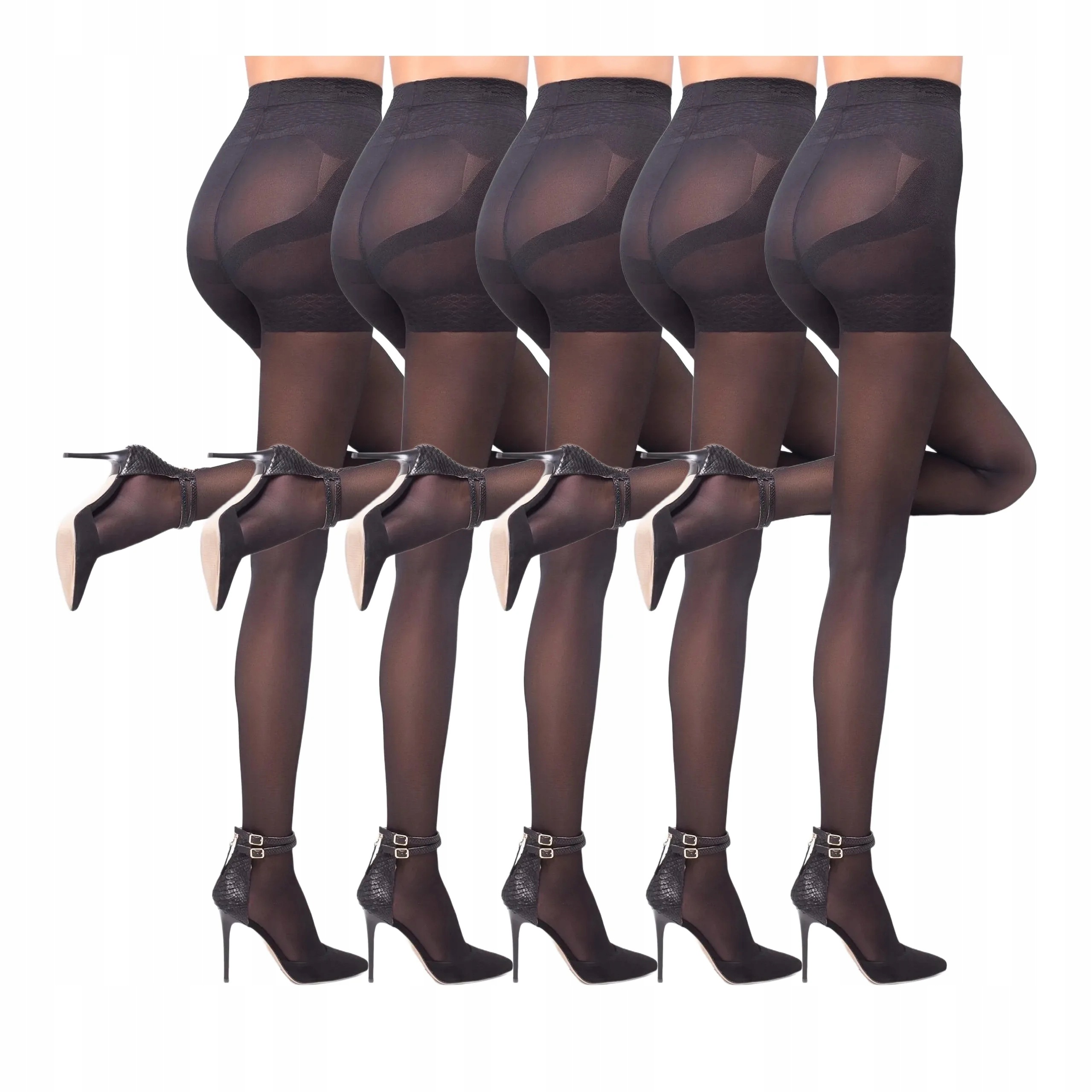 5 párů Punčocháče 303 Push-up Legs 5x Černá 4-L
