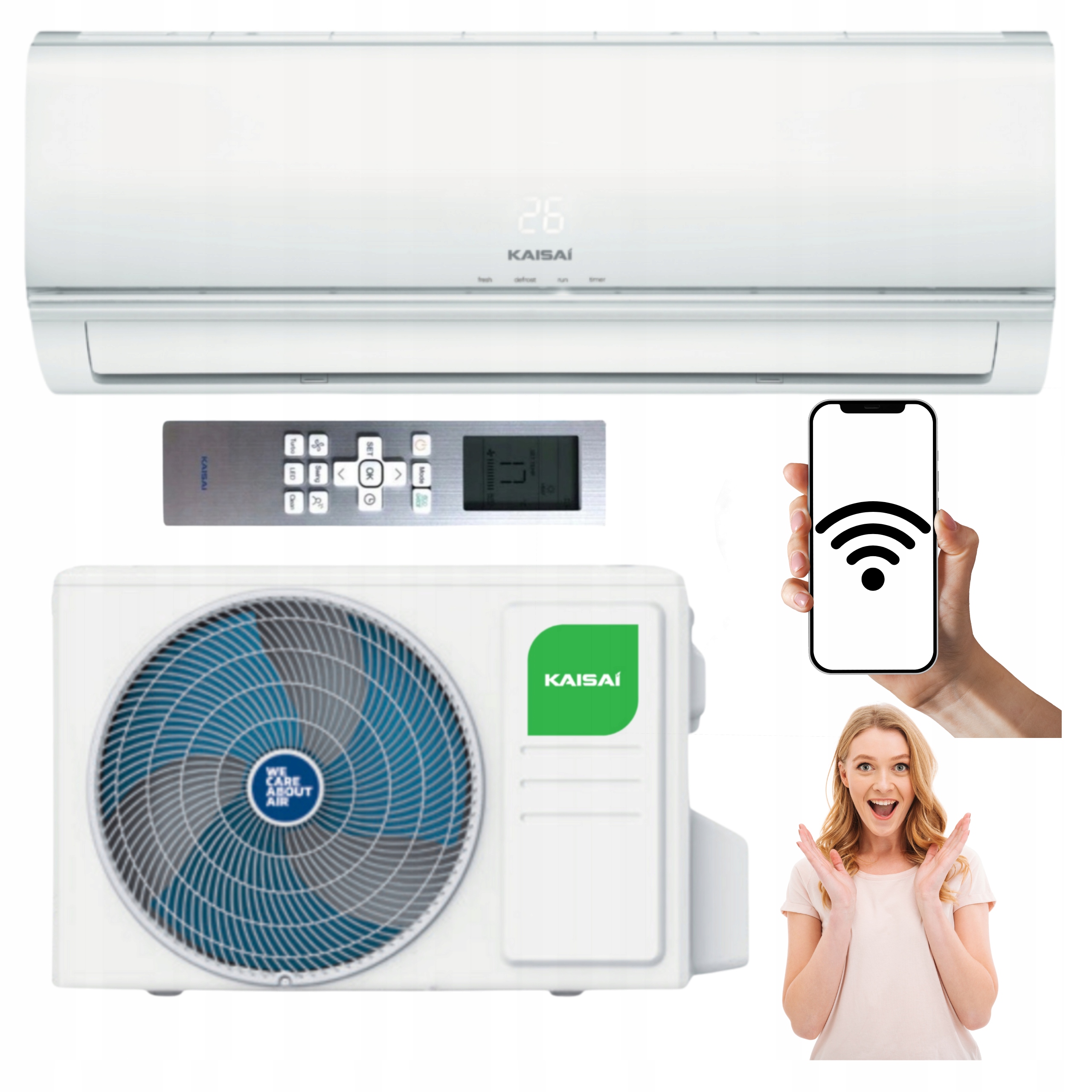 Nástěnný klimatizátor Kaisai Eco 2,6 kW 30 m2 Wifi Topení Domácí Klimatizace