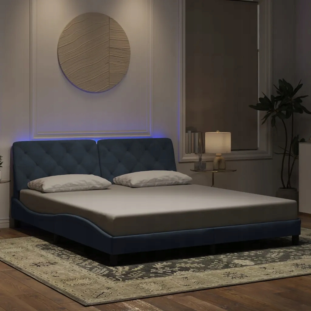 Rám postele s Led bez matrace tmavě šedý 180 x 200 cm samet Šedá 3213868