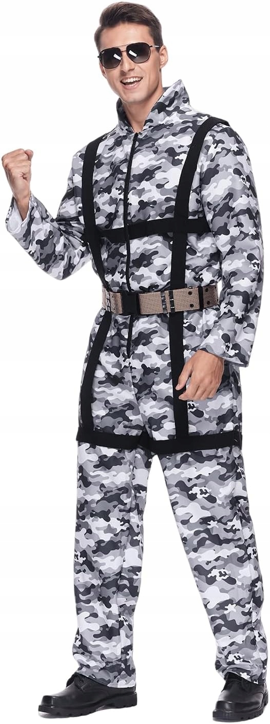 Kostým Vojenský Pánský Kostým Camo Cosplay XL Kombinéza Maskáčový