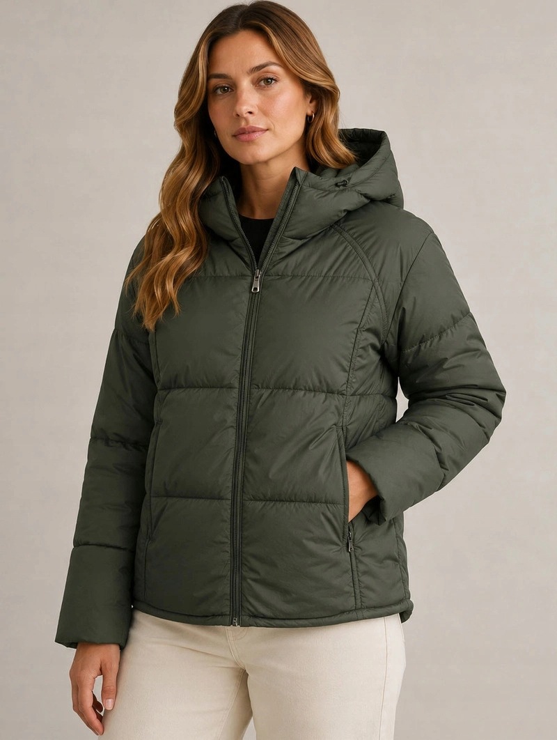 Pikovaná Bunda S Kapucí B6118 Khaki 48