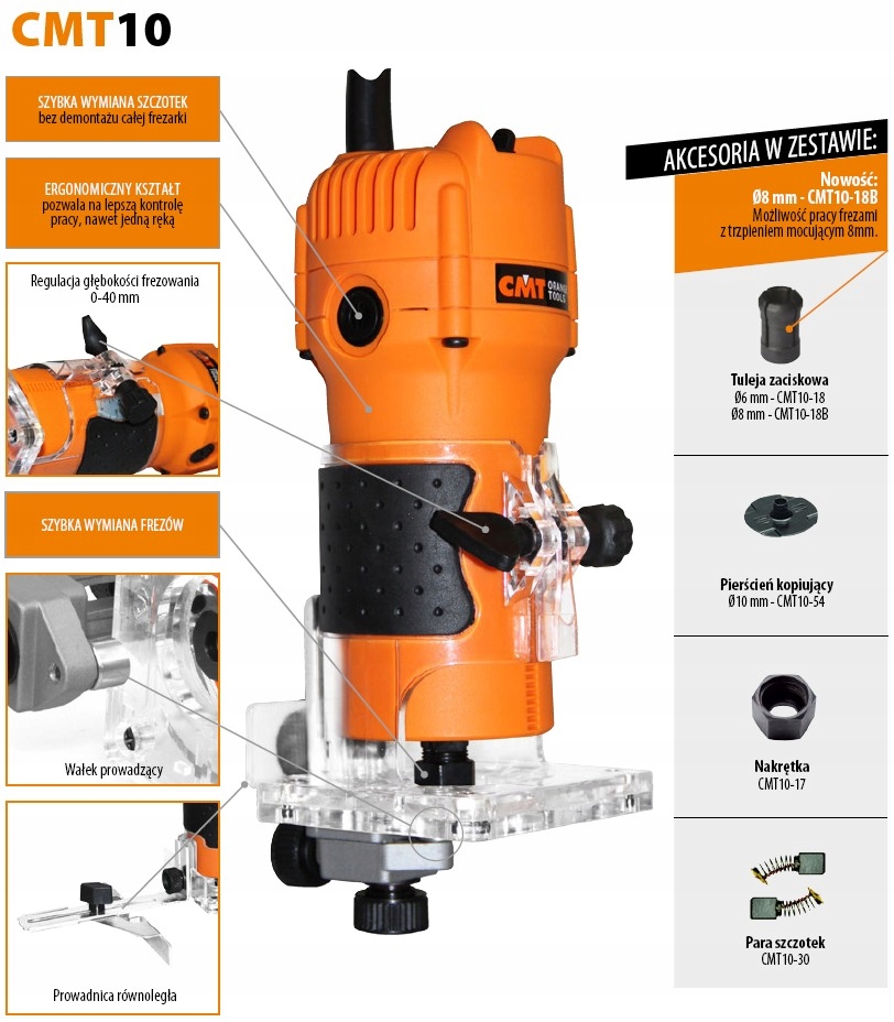 CMT10 FREZARKA KRAWĘDZIOWA JEDNORECZNA 550W Marka CMT