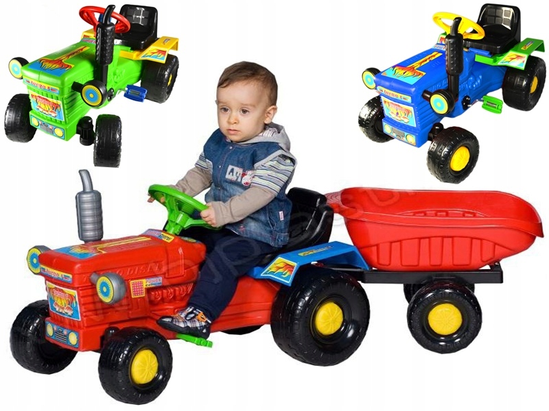 ZESTAW TRAKTOR TRAKTOREK NA PEDAŁY Z PRZYCZEPKĄ.