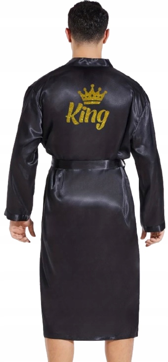 Pánský Tenký Župan Ze Saténu, Černý Župan King Pro Krále M