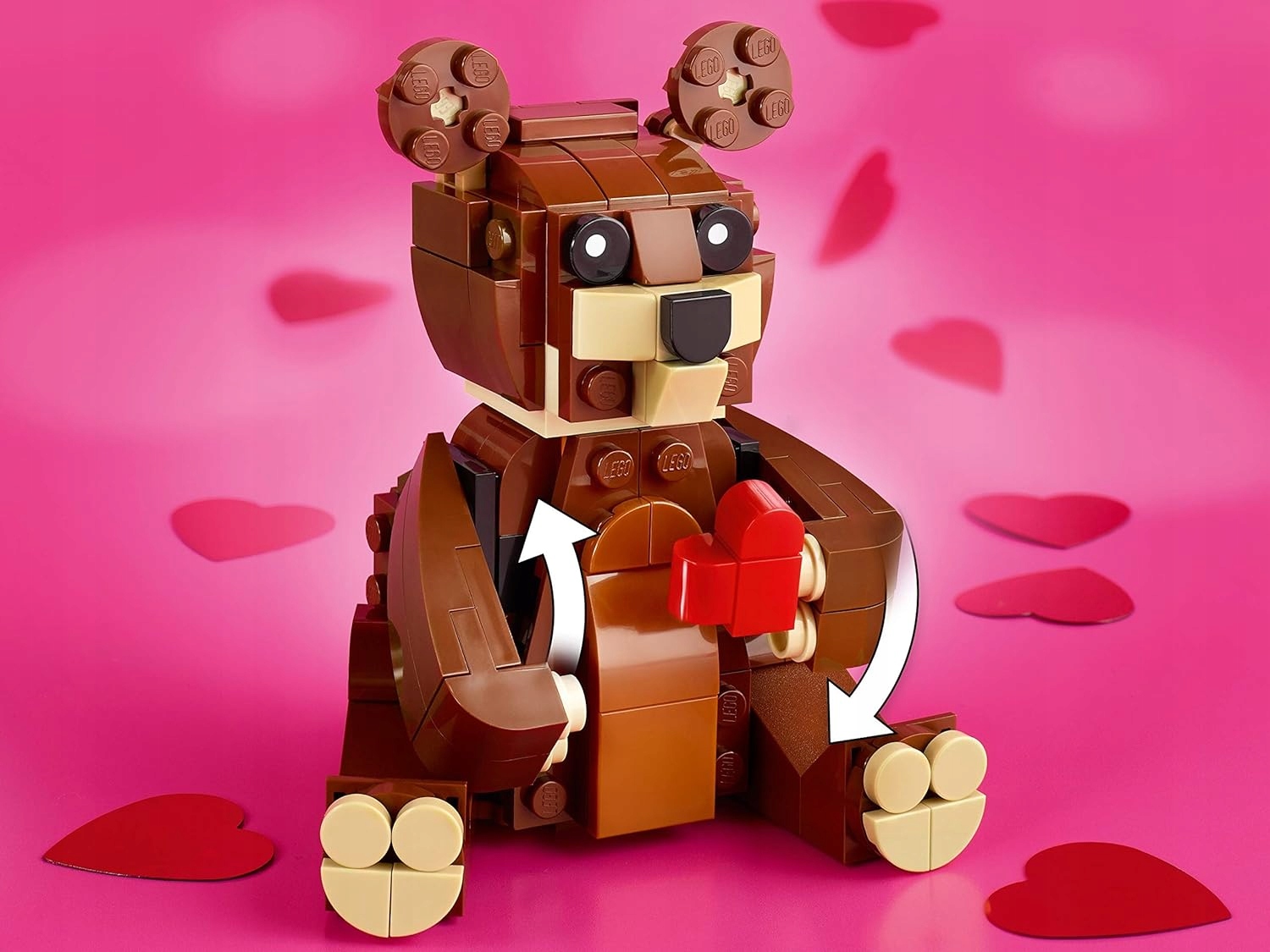 WALENTYKOWE LEGO ZAKOCHANY MIŚ Z KWIATAMI SERCE RUCHOMY PREZENT GRATIS Numer produktu 404620