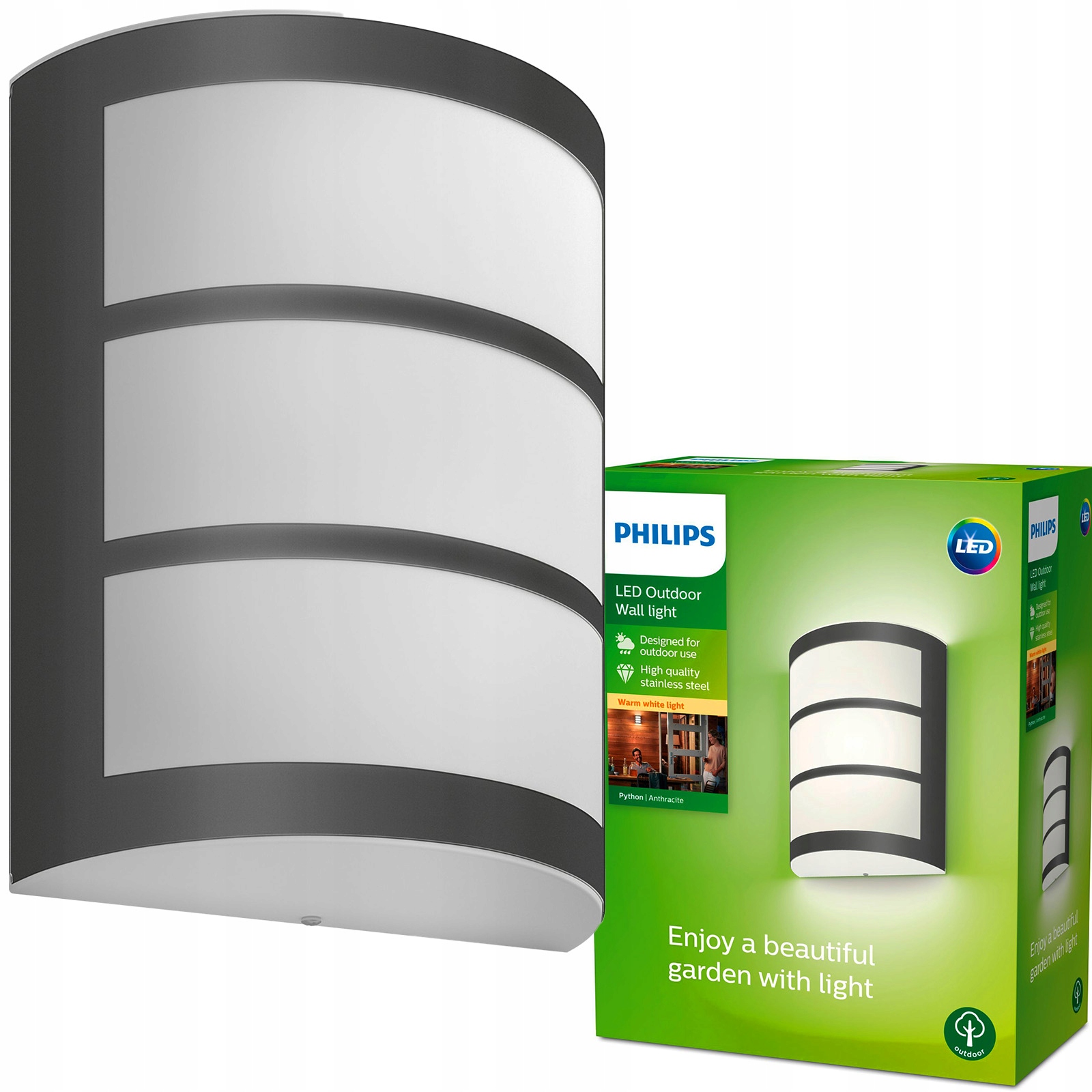 Zahradní Led lampa Fasádní nástěnné svítidlo Python 3,8W IP44 Antracit Philips