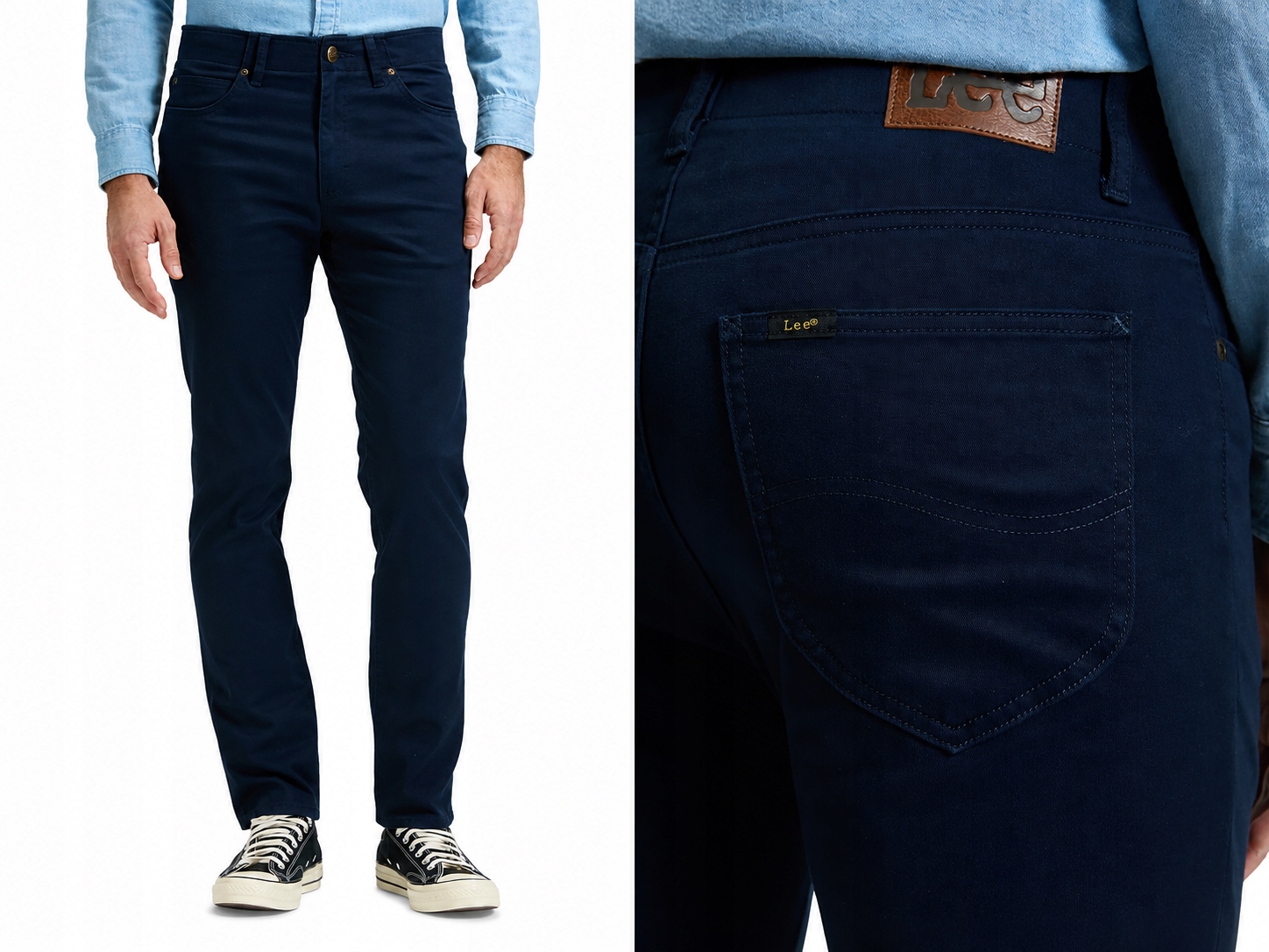 Lee Mvp Slim Extreme Motion pohodlné tenké kalhoty Rivet Navy w40 l32