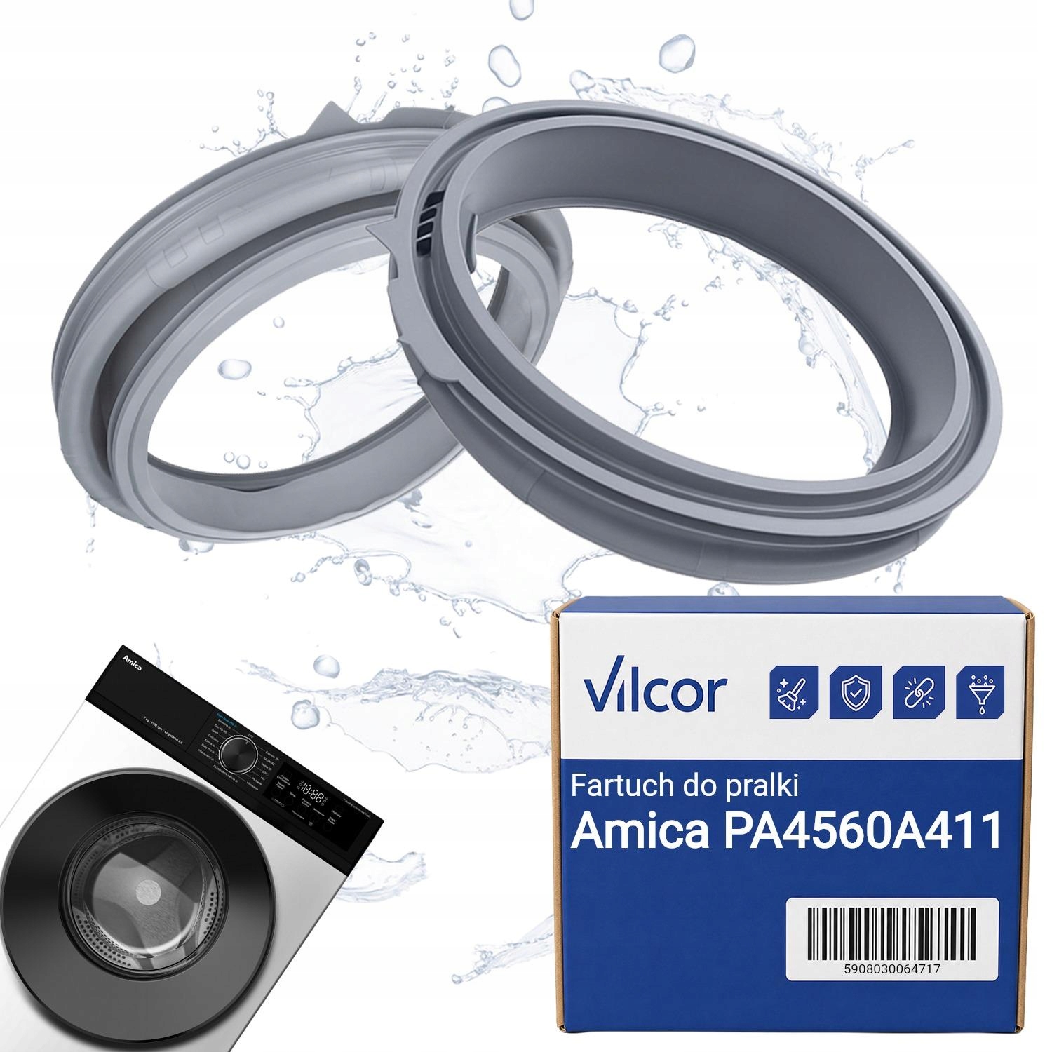 Fartuch Pralki Amica PA4560A411 Szary, Zamiennik, Dopasowany, Funkcjonalna