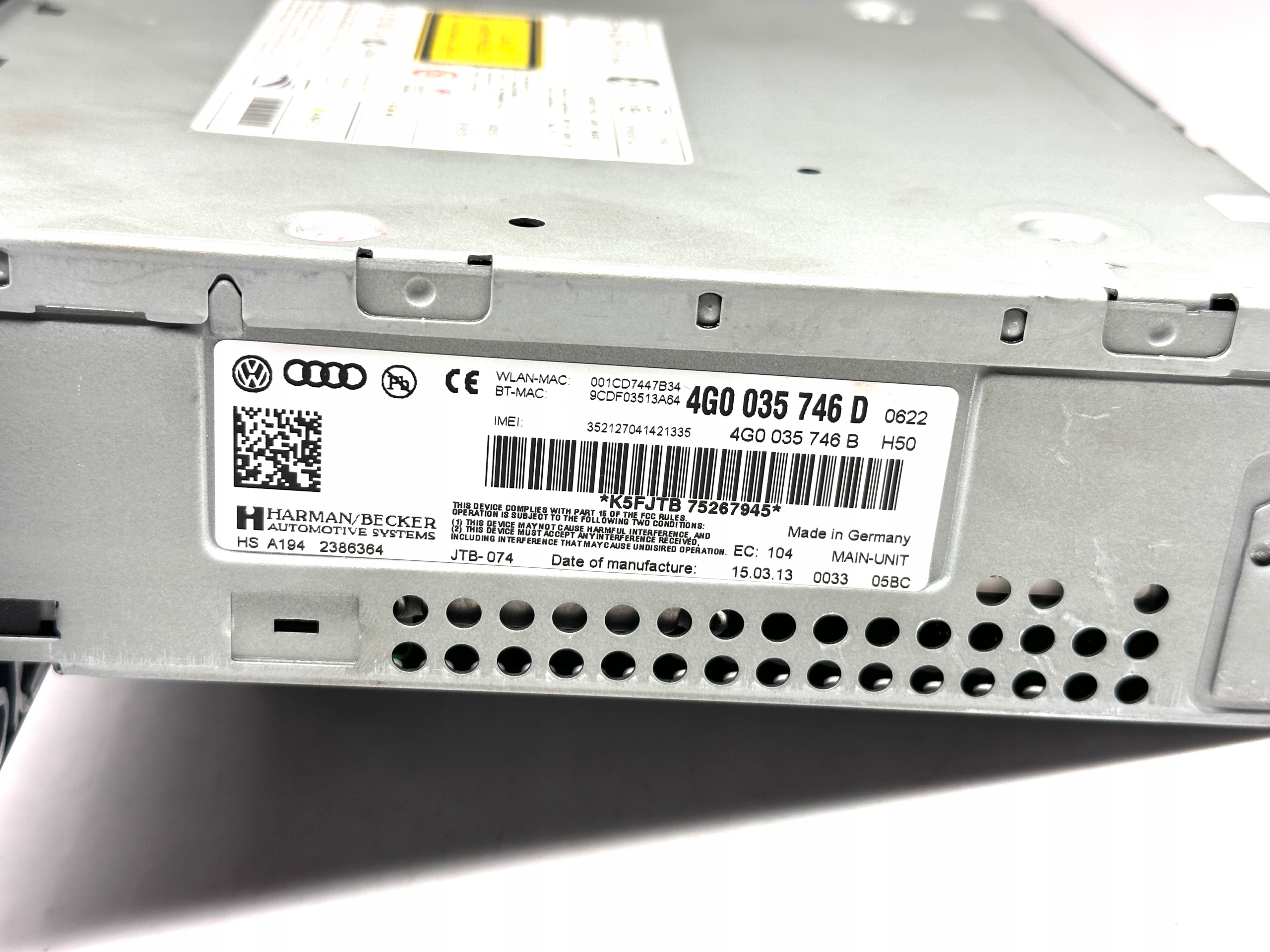 AUDI A6 S6 C7 A7 4G RADIO JEDNOSTKA navigation player NAVI PANEL 4G0035746D