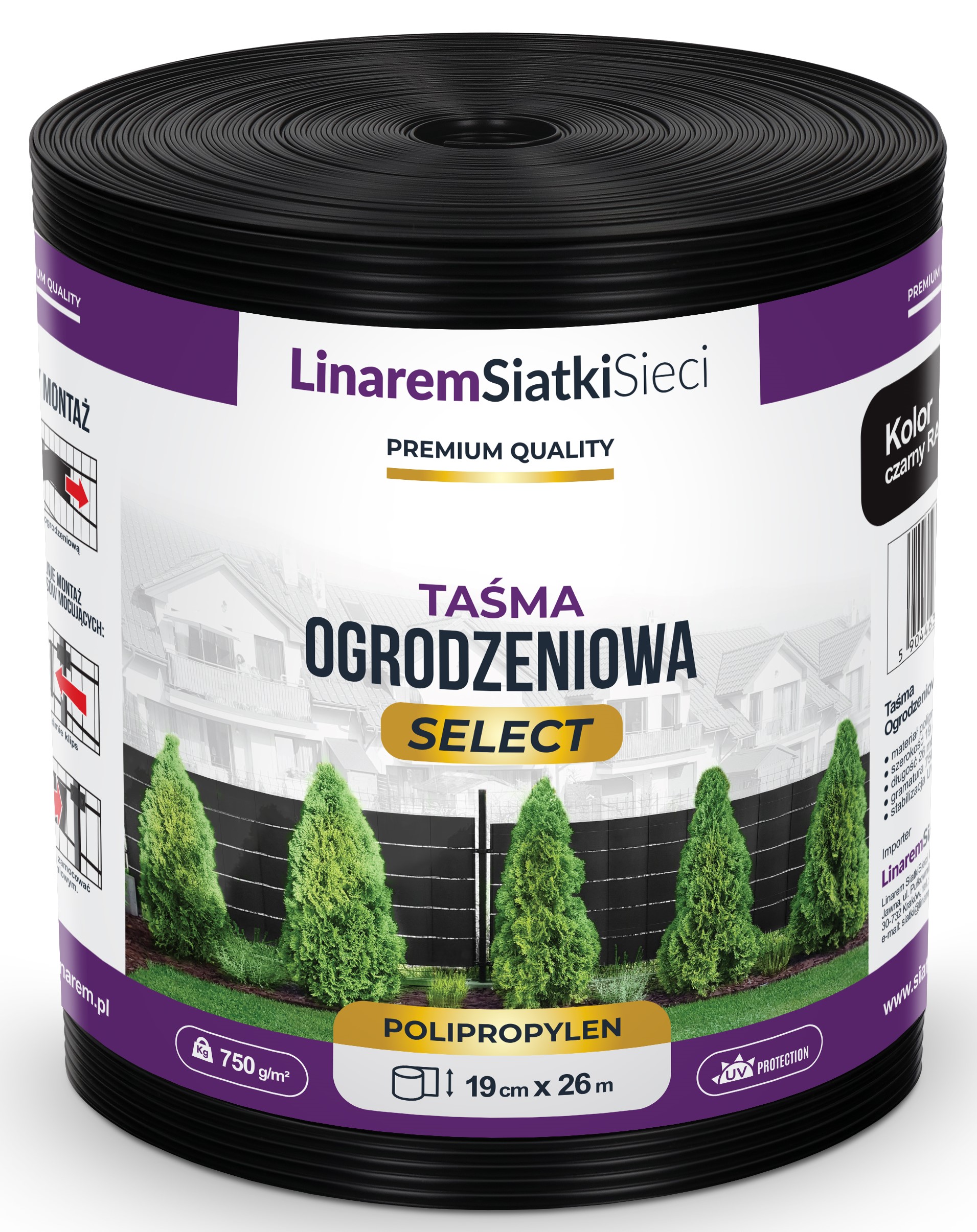 

Taśma Ogrodzeniowa Polipropylen 19x26 Czarna Uv+