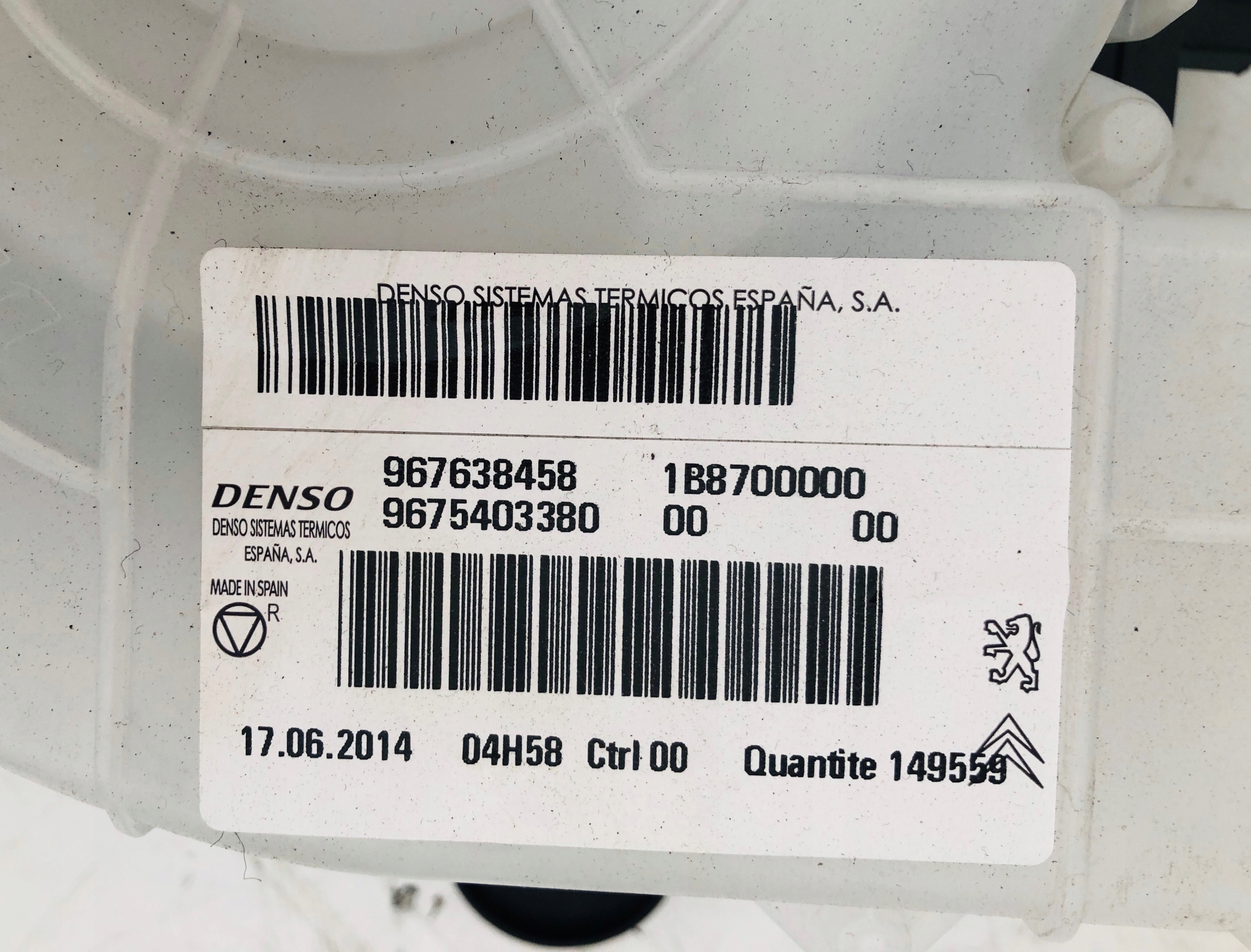 WENTYLATOR DMUCHAWA C4 GRAND PICASSO II Producent części Citroen OE