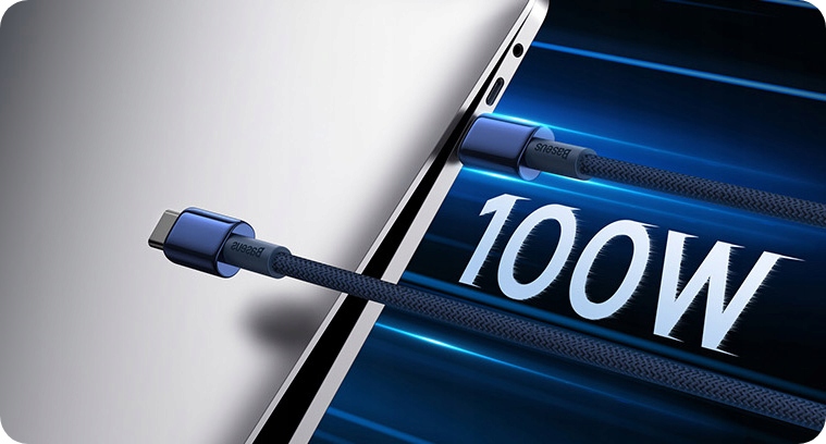 BASEUS MOCNY KABEL USB-C SZYBKIE ŁADOWANIE PRZEWÓD TYP-C PD 100W QC 5A 2M Konstrukcja oplot