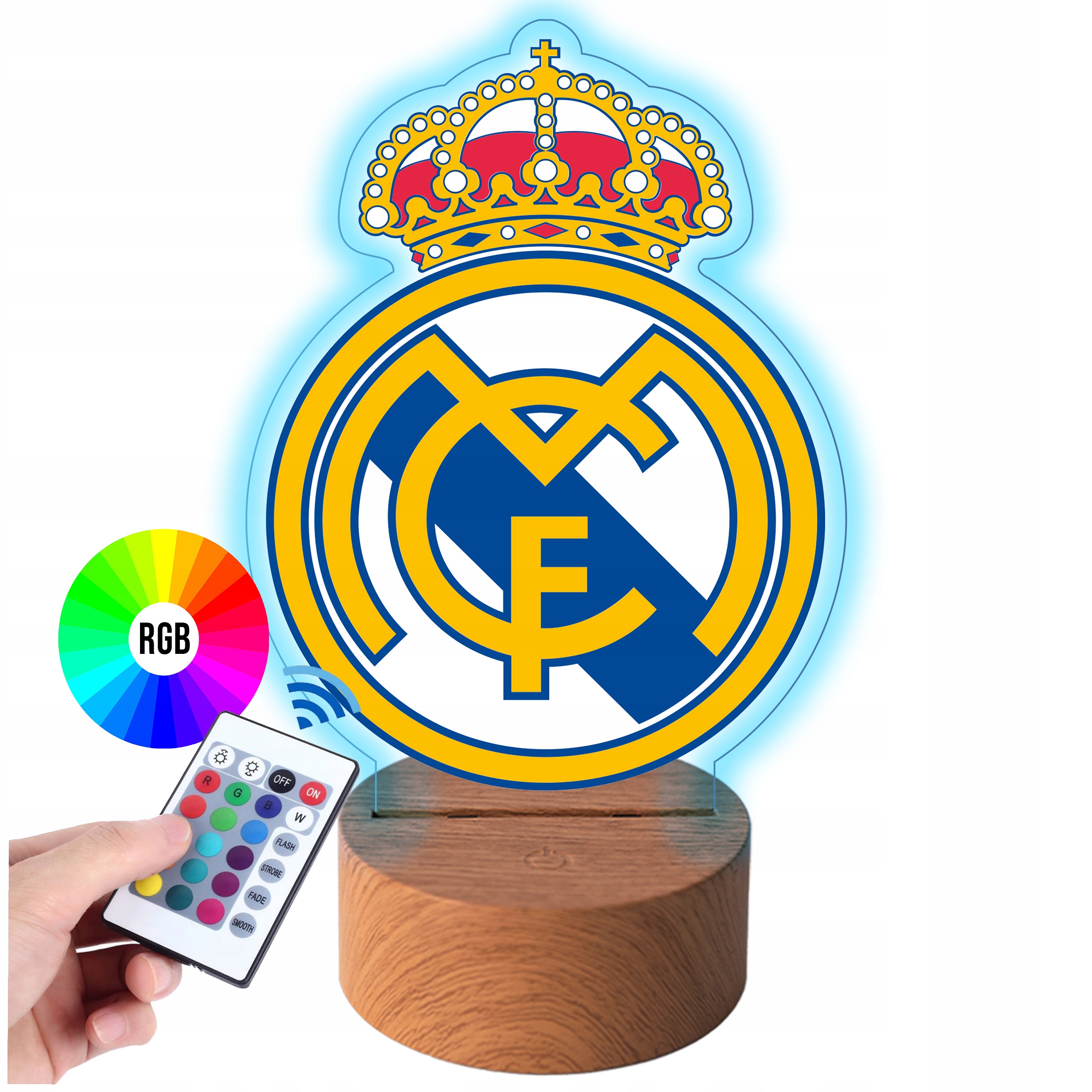 LAMPKA NA BIURKO REAL MADRYT NOCNA PREZENT LED 16 KOLORÓW PIŁKA Y3