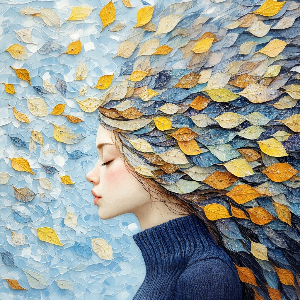 Obraz Na Plátně Canvas Portrét Žena Dívka Listy Podzim 80x80