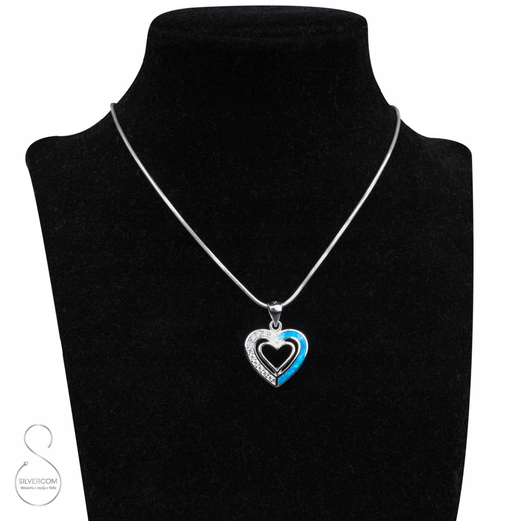 Přívěsek Stříbrné Srdce Opál A Bílé Zirkony Žena Dárek Každá Akce